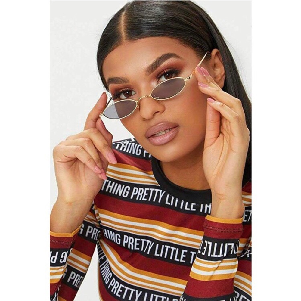 Vintage Oval Small Metal Frame Sunglass For Women - Picture 4 of 7